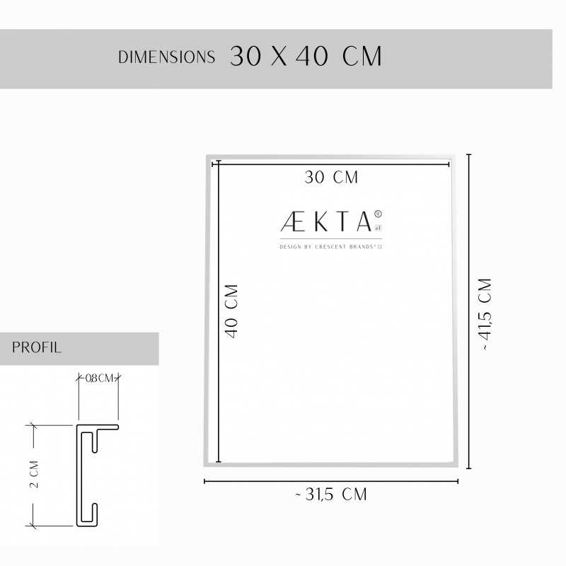 Cadre alu AEKTA - Argent Mat - Pour format 30x40cm